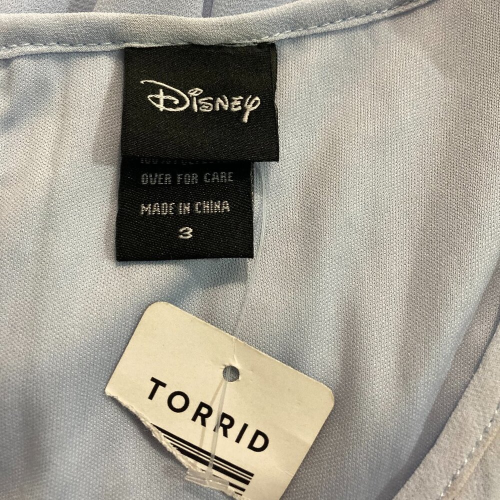NWT Disney Torrid Chiffon Pleated Skater Dress Cinderella Carriage Blue 3 - Picture 7 of 14